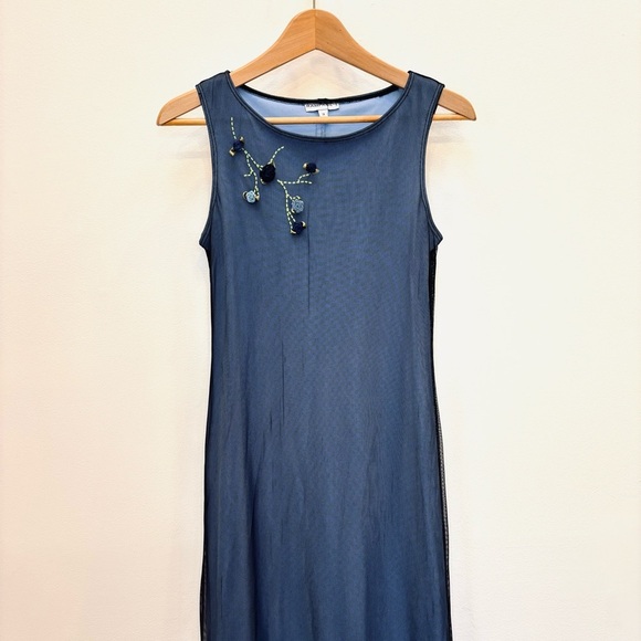 Vintage Rampage 90's/Y2K Mesh Overlay Maxi Dress Fairy Grunge Whimsigoth 3-XS - Picture 3 of 12